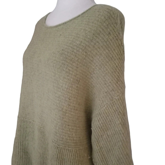 J. Jill Light Green Rib Knit Boxy Fit Wool Linen Blend Sweater Size Large - Picture 3 of 8